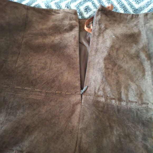 Eddie Bauer Vintage Seattle Suede Skirt Washable Leather Size 6 Brown - Picture 6 of 11